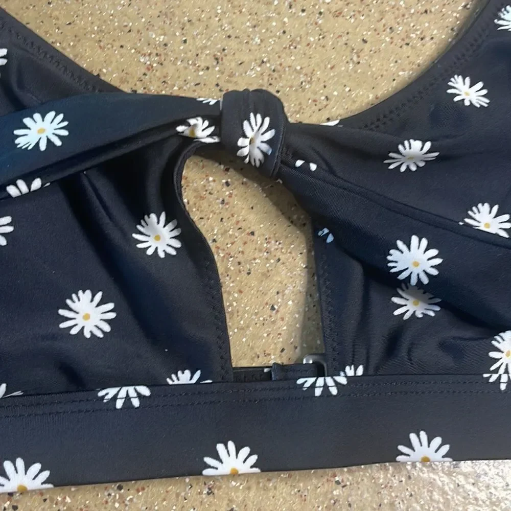 Old Navy tie front daisy print swim bralette bikini top sz XXL